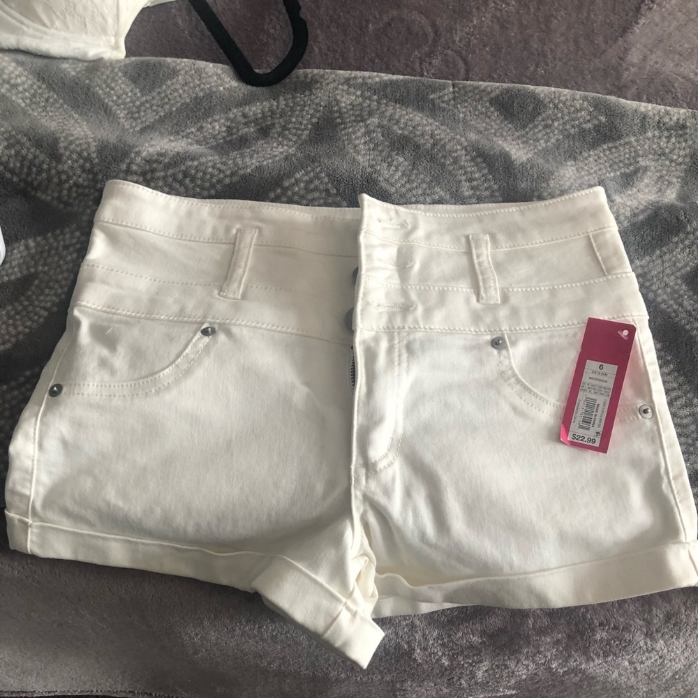 High waisted white shorts